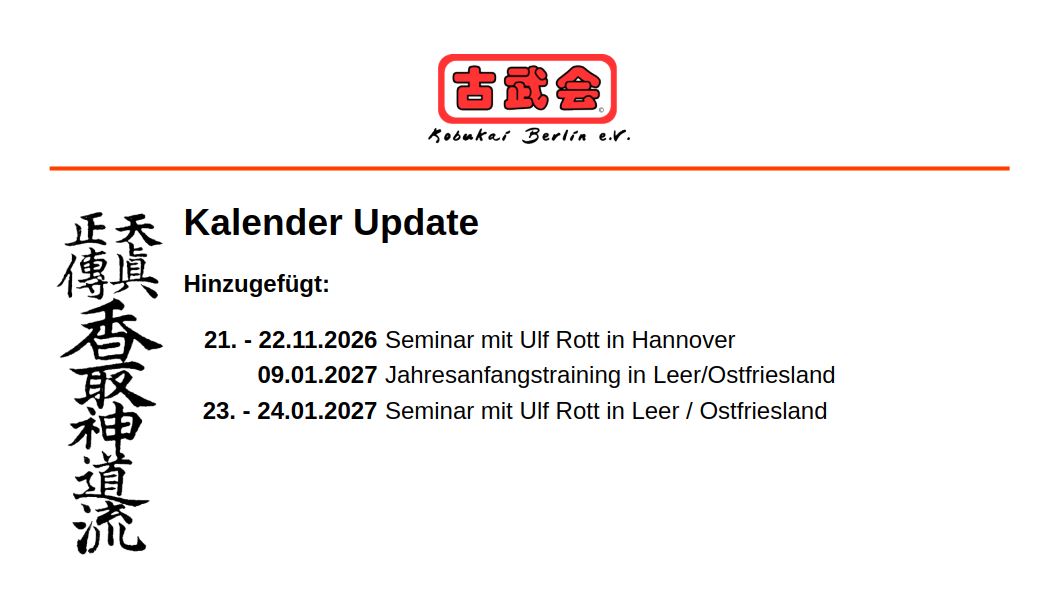 Kalender Update August